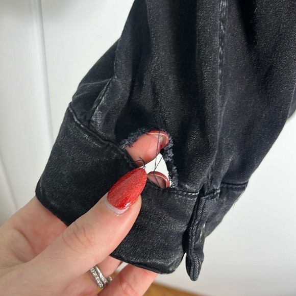 Umgee Drapey Lagenlook Black Open Front Long-Sleeve Cardigan Jacket Size Small - Picture 8 of 10